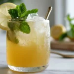 Refreshing Brazilian Mounjaro recipe served over ice with lemon slice and fresh mint on marble counter
