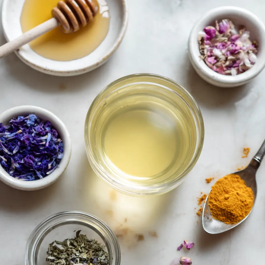 Brazilian Mounjaro Recipe – Powerful 3-Ingredient Wellness Win 4 Optional boosters for Brazilian Mounjaro recipe including honey, butterfly pea flower, herbs, and turmeric