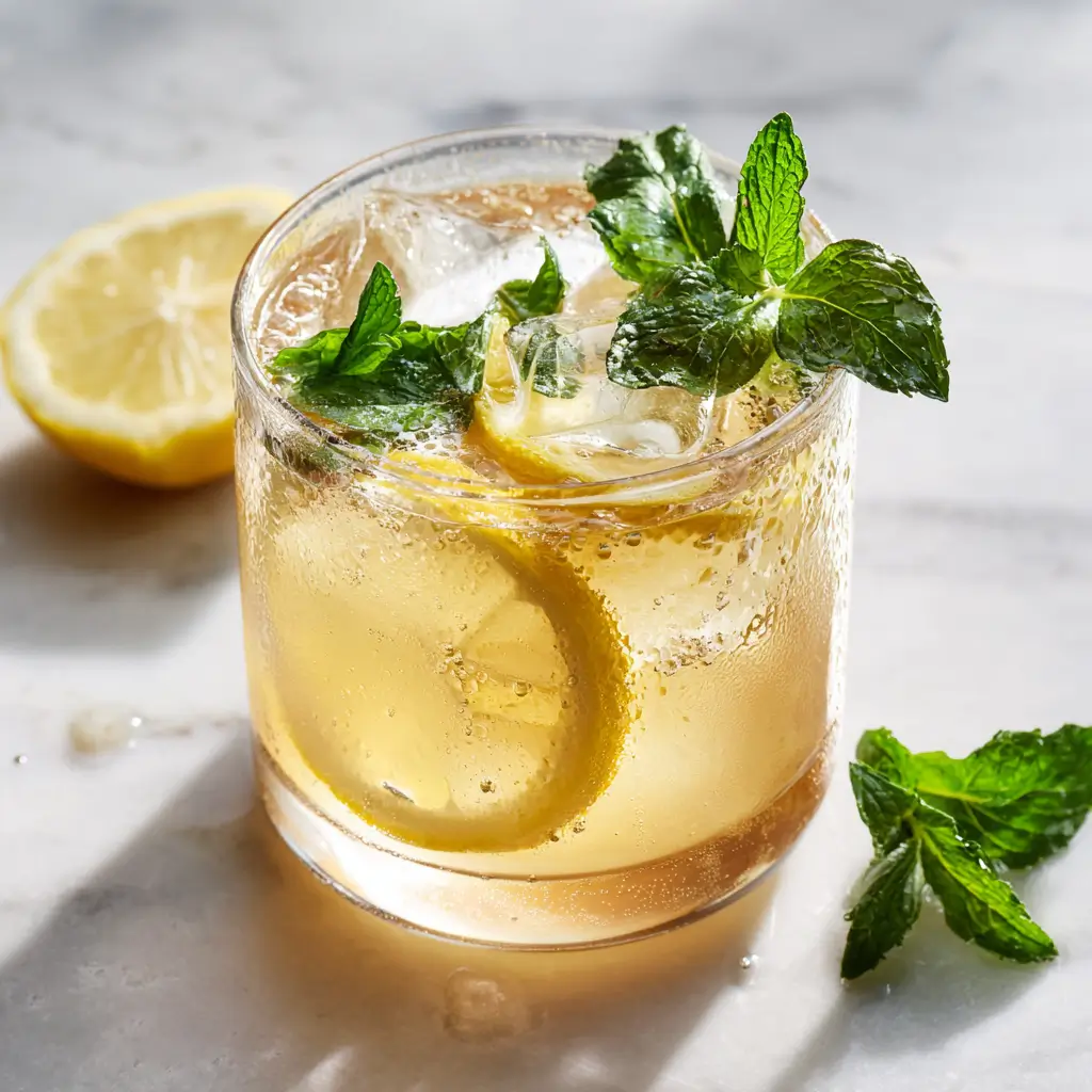 Brazilian Mounjaro Recipe – Powerful 3-Ingredient Wellness Win 5 Final Brazilian Mounjaro recipe with lemon slices, mint, and ice in a clear glass on marble