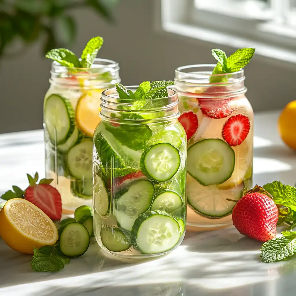 Best Sides & Drinks to Pair with Summer Slow Cooker Meals 3 Infused summer drinks with cucumber, lemon, and strawberries for slow cooker meals